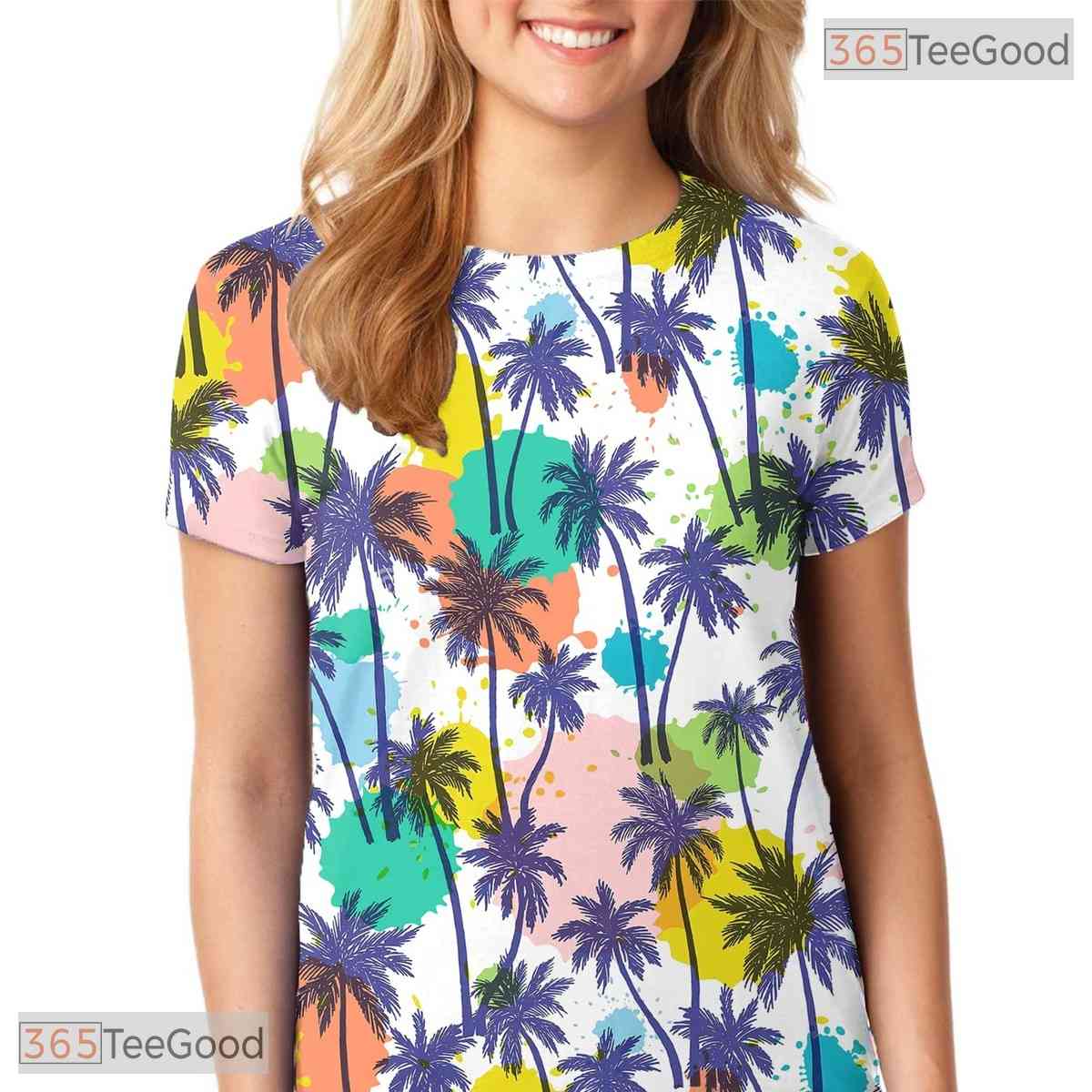 Tropical Beach Coconut Tree Graphic 3D Printed Casual Unisex Tee Shirt Styles