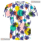 Tropical Beach Coconut Tree Art 3D Printed Casual Unisex Short Sleeve Tee Shirt