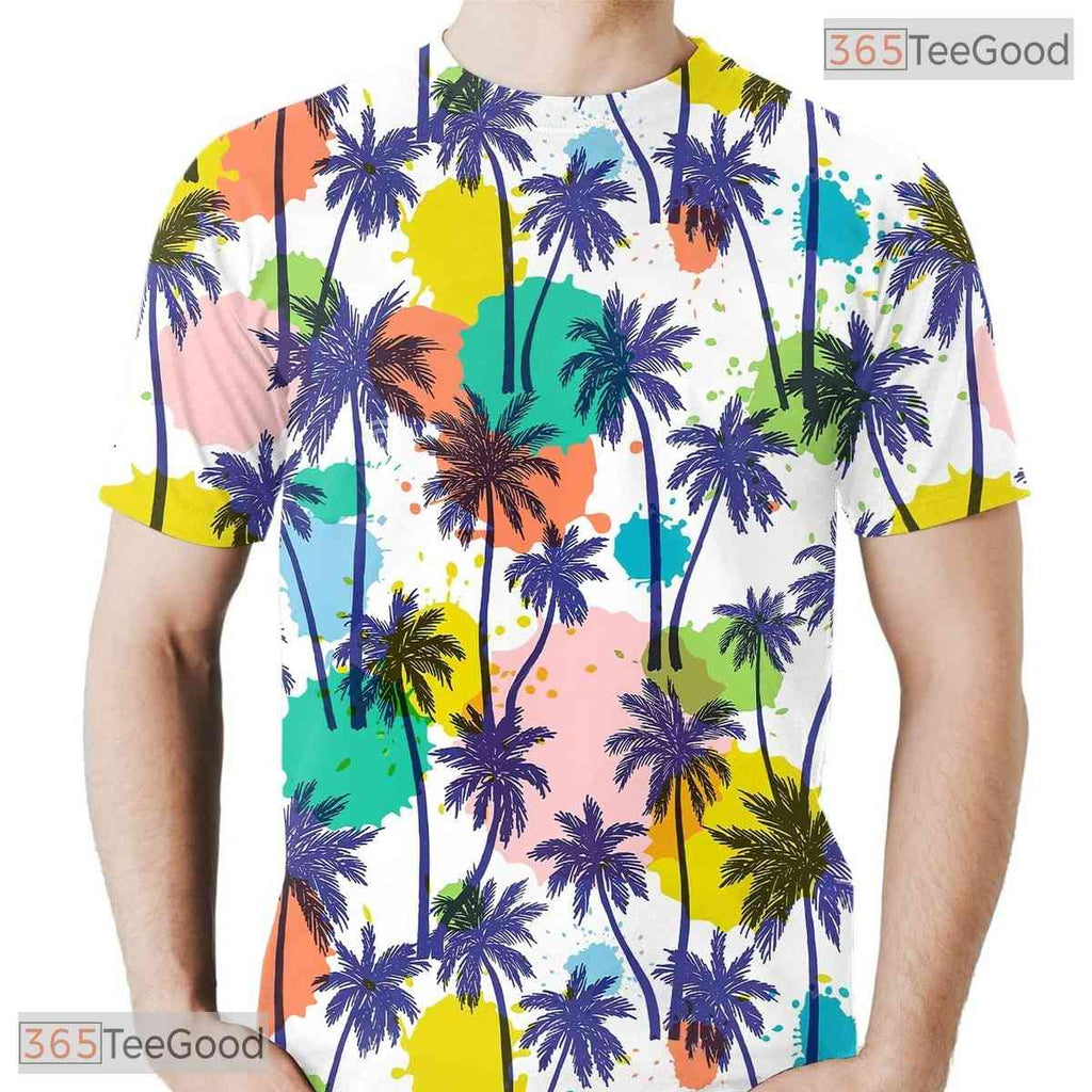 Tropical Beach Coconut Tree Art 3D Printed Casual Unisex Short Sleeve Tee Shirt