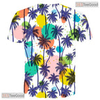 Tropical Beach Coconut Tree Art 3D Printed Casual Unisex Short Sleeve Tee Shirt
