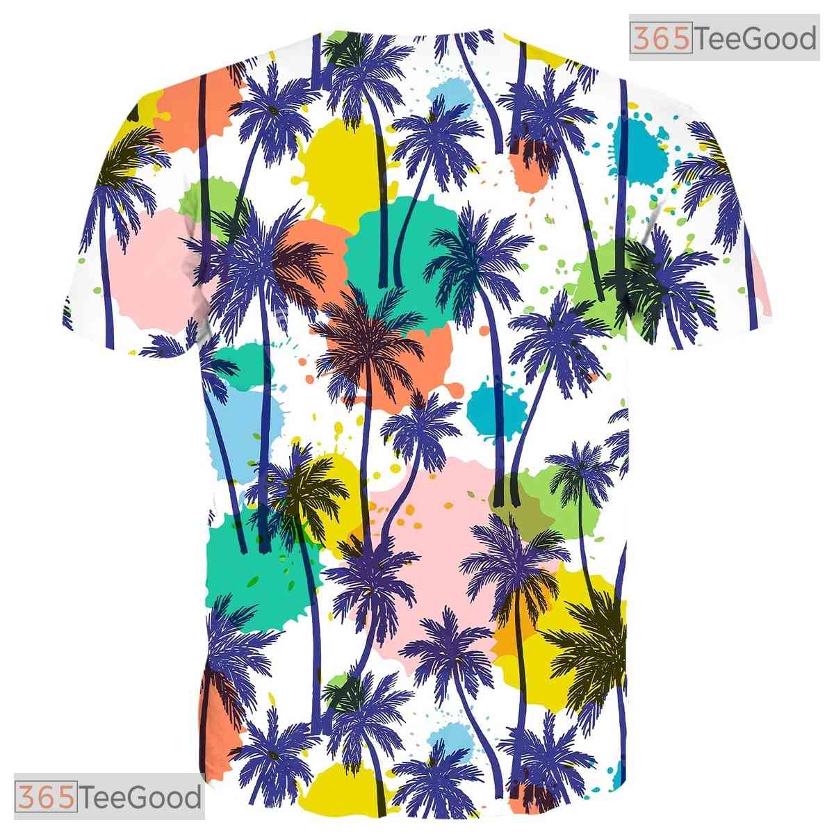 Tropical Beach Coconut Tree Art 3D Printed Casual Unisex Short Sleeve Tee Shirt