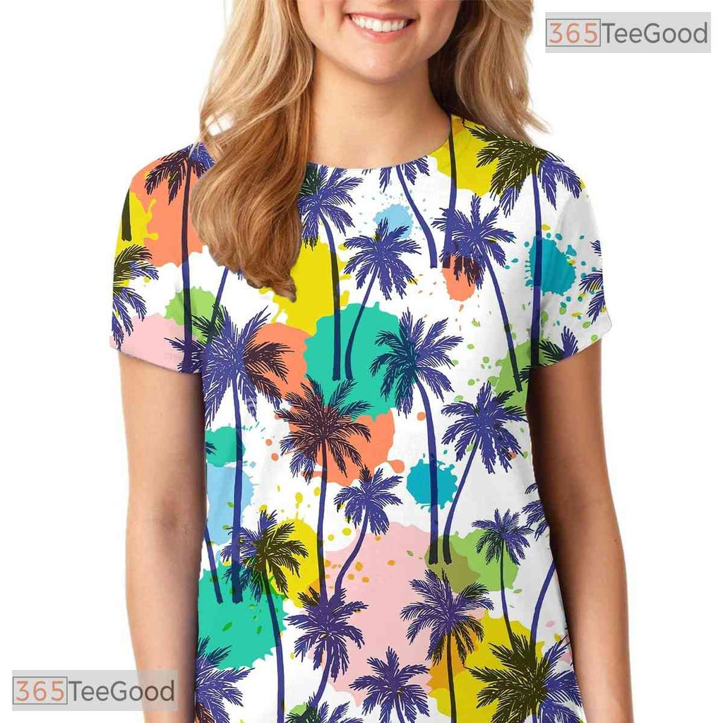 Tropical Beach Coconut Tree Art 3D Printed Casual Unisex Short Sleeve Tee Shirt