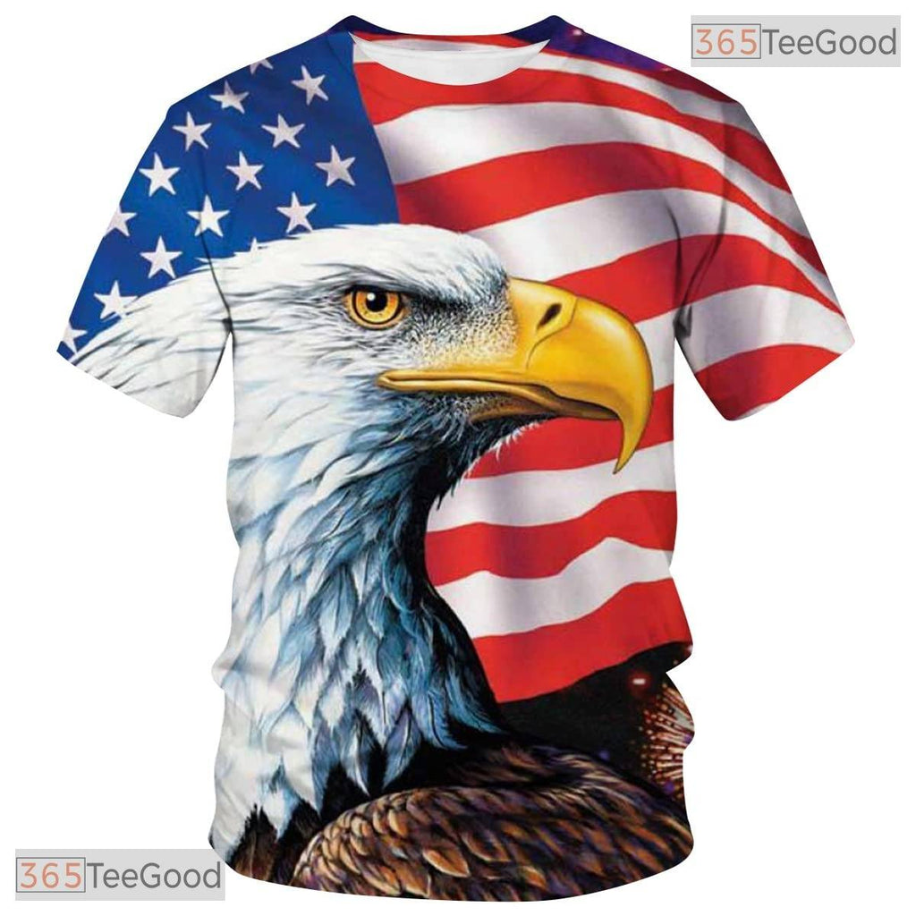 Patriotic USA Flag American Eagle 3D Printed Funny Graphic Tee Shirt Unisex