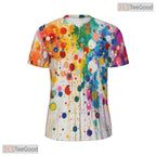 Vibrant Colorful Abstract Graphic 3D Pattern Printed Casual Unisex Tee Shirt Top