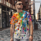 Vibrant Colorful Abstract Graphic 3D Pattern Printed Casual Unisex Tee Shirt Top