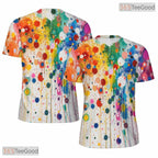 Vibrant Colorful Abstract Graphic 3D Pattern Printed Casual Unisex Tee Shirt Top