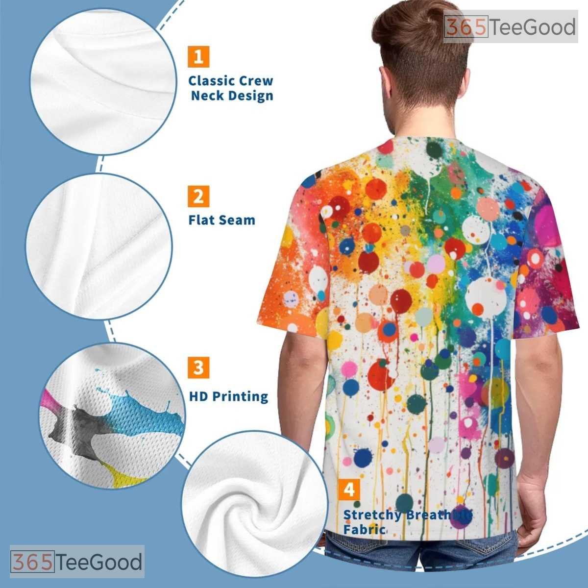 Vibrant Colorful Abstract Graphic 3D Pattern Printed Casual Unisex Tee Shirt Top