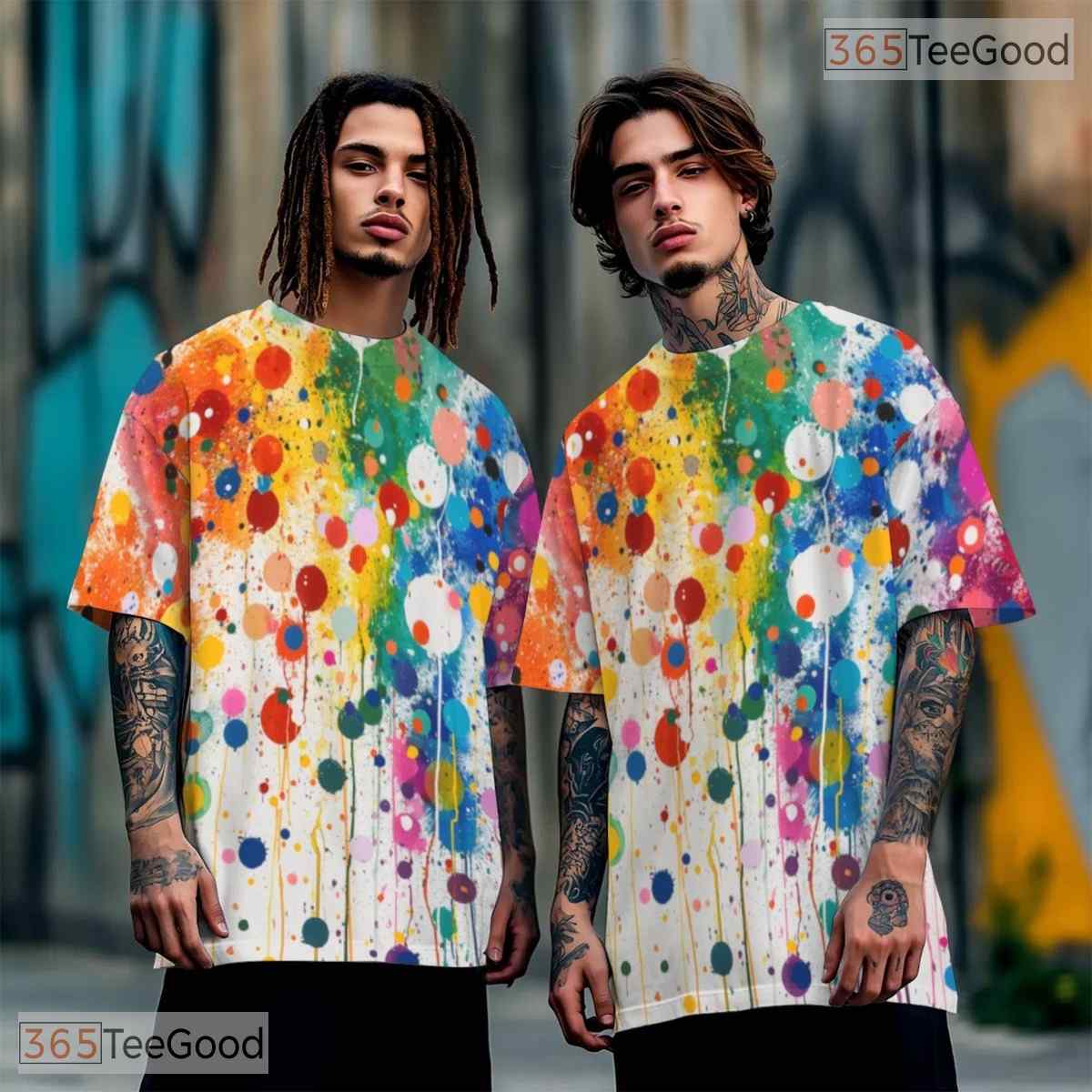 Vibrant Colorful Abstract Graphic 3D Pattern Printed Casual Unisex Tee Shirt Top
