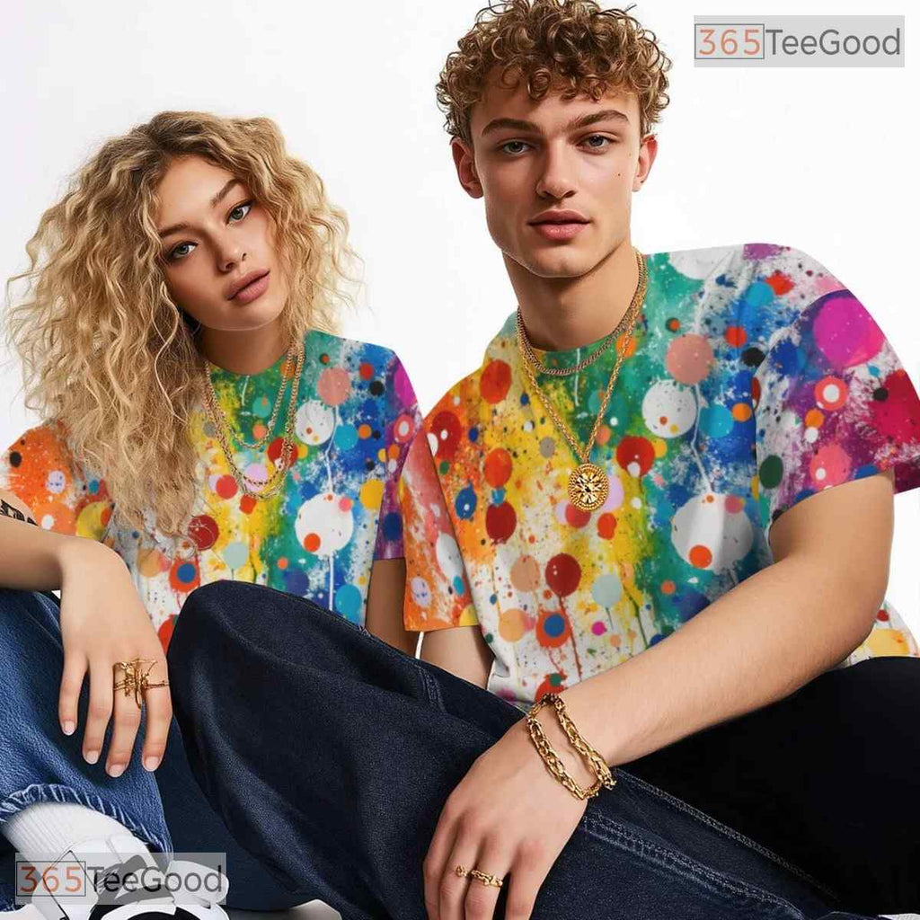 Vibrant Colorful Abstract Graphic 3D Pattern Printed Casual Unisex Tee Shirt Top