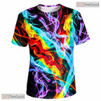 Dynamic Colorful Fluid Art Design 3D Printed Casual Unisex T-Shirt For Adults