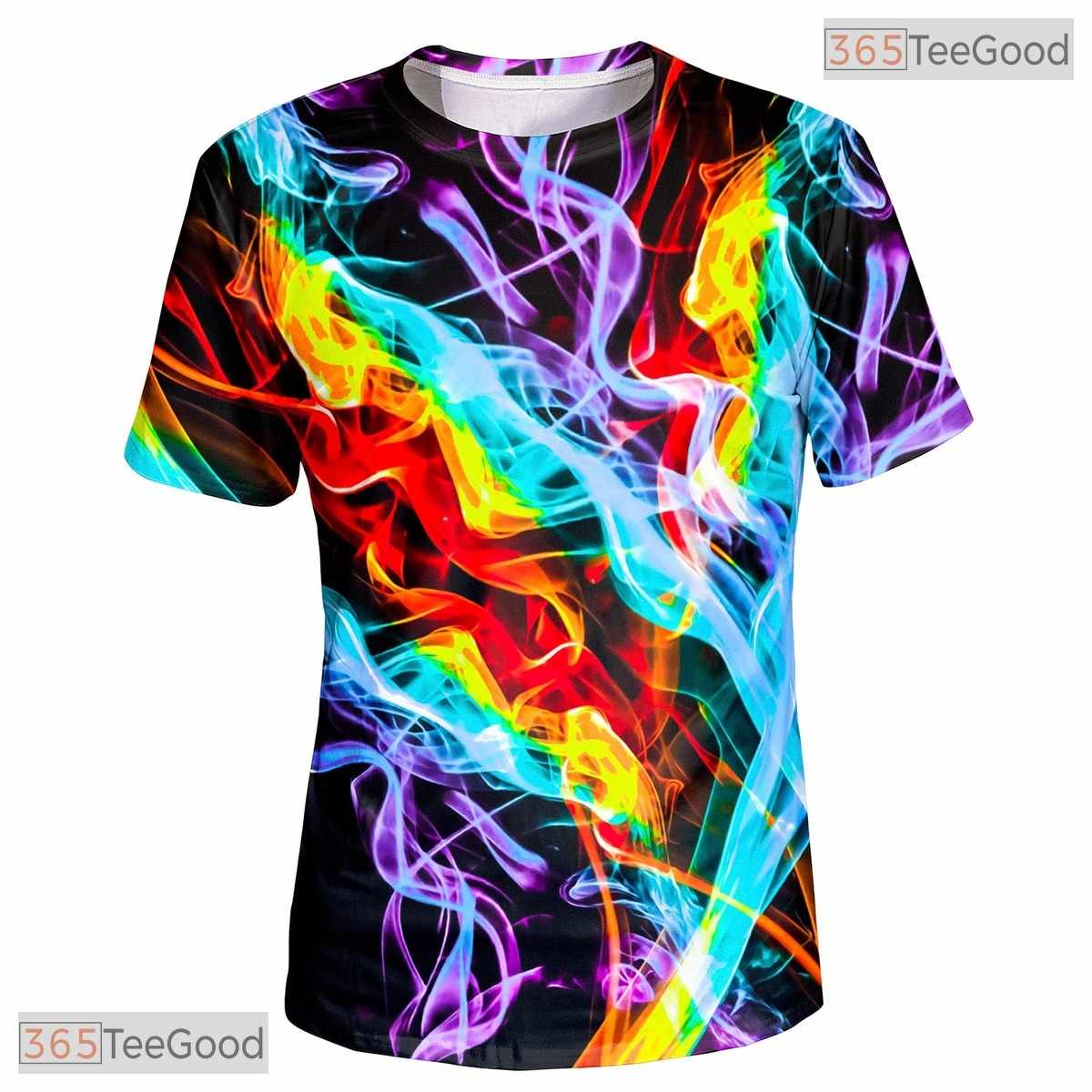 Dynamic Colorful Fluid Art Design 3D Printed Casual Unisex T-Shirt For Adults