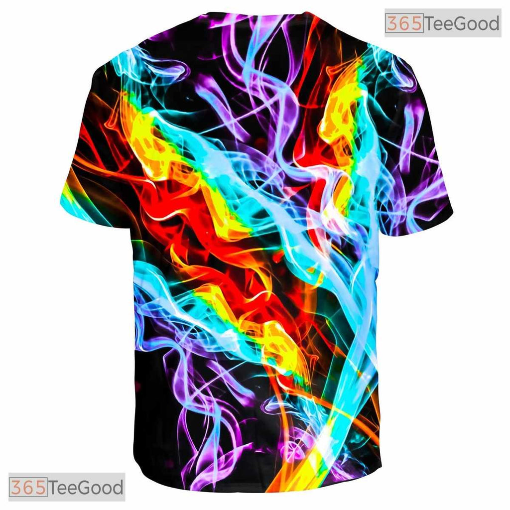 Dynamic Colorful Fluid Art Design 3D Printed Casual Unisex T-Shirt For Adults