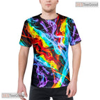 Dynamic Colorful Fluid Art Design 3D Printed Casual Unisex T-Shirt For Adults