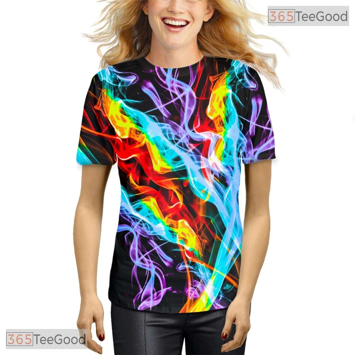 Dynamic Colorful Fluid Art Design 3D Printed Casual Unisex T-Shirt For Adults