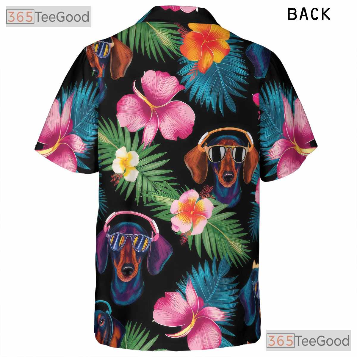 Colorful Aloha Floral Print Dachshund Dog Hawaiian Shirt Men Women Beach Top