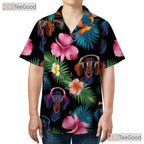 Colorful Aloha Floral Print Dachshund Dog Hawaiian Shirt Men Women Beach Top