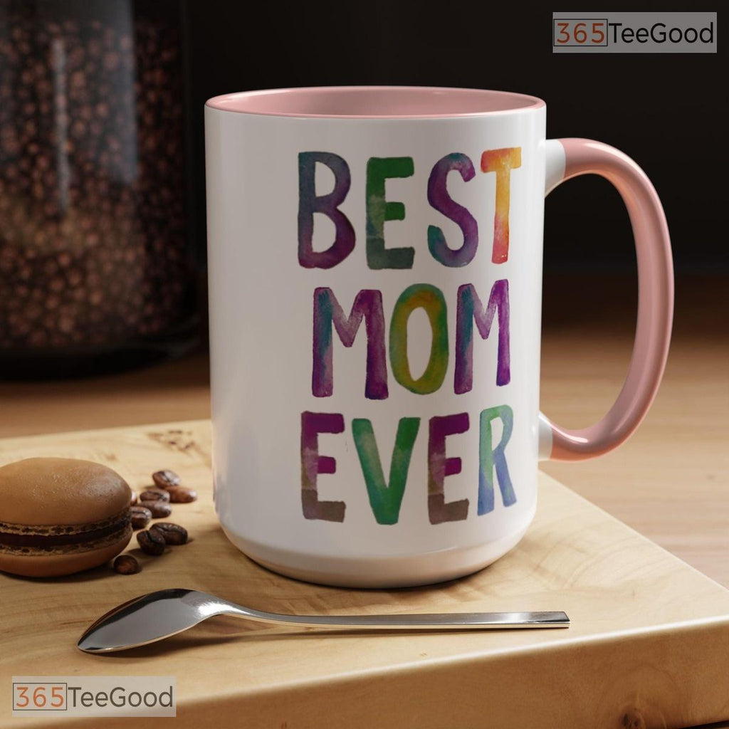 Best Mom Ever Colorful Accent Mug - Mother's Day Appreciation Gift Ceramic Coffee Cup