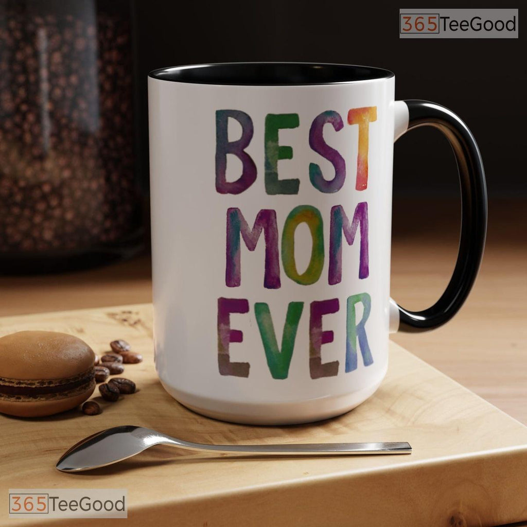 Best Mom Ever Colorful Accent Mug - Mother's Day Appreciation Gift Ceramic Coffee Cup