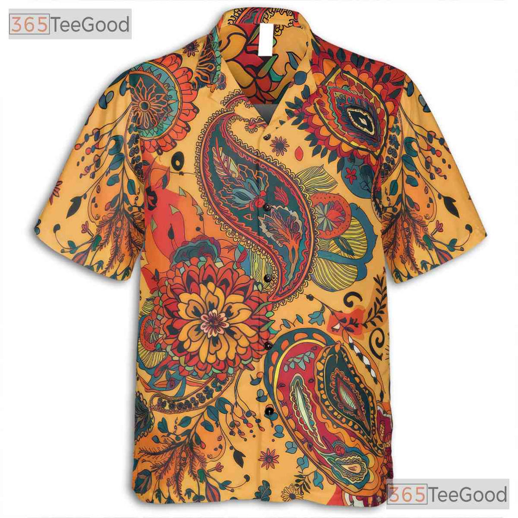 Colorful Boho Paisley Hawaiian Tee - Men's Vintage Summer Style Shirt