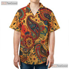 Colorful Boho Paisley Hawaiian Tee - Men's Vintage Summer Style Shirt