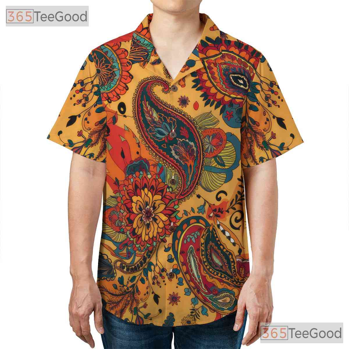 Colorful Boho Paisley Hawaiian Tee - Men's Vintage Summer Style Shirt