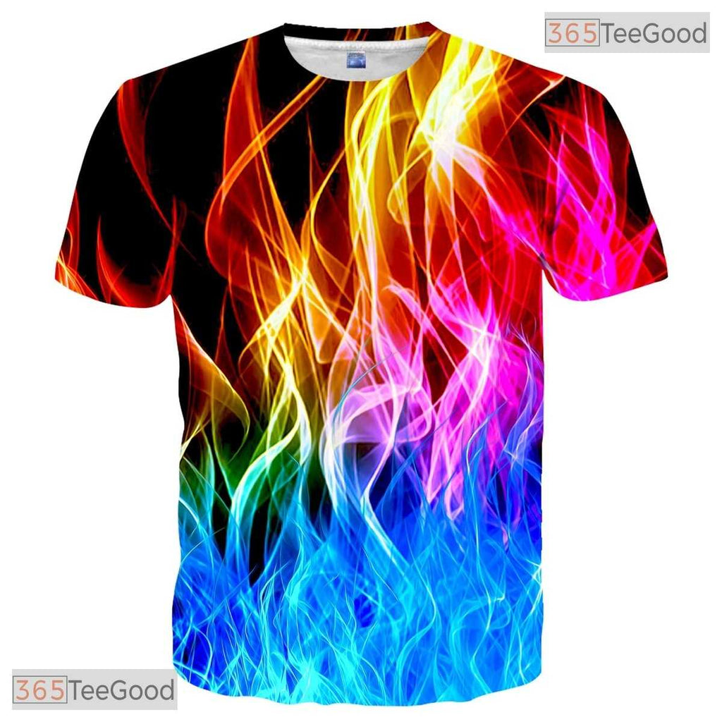 Blazing Colorful Flame Graphic 3D Printed Casual Unisex T-Shirt For Men Women