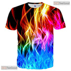 Blazing Colorful Flame Graphic 3D Printed Casual Unisex T-Shirt For Men Women