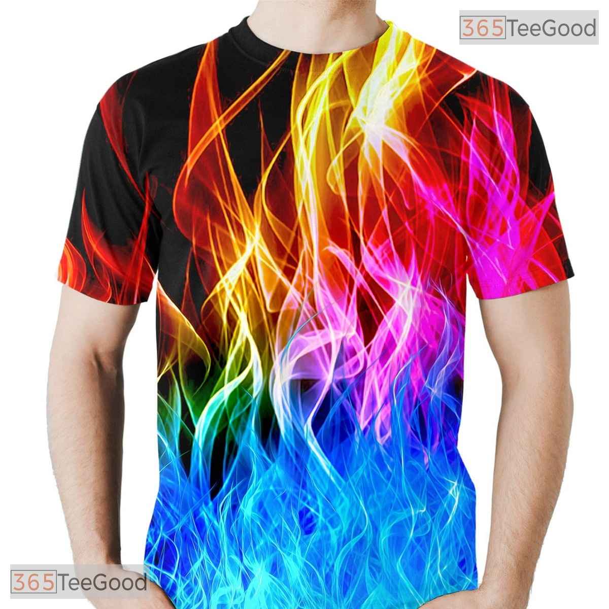 Blazing Colorful Flame Graphic 3D Printed Casual Unisex T-Shirt For Men Women