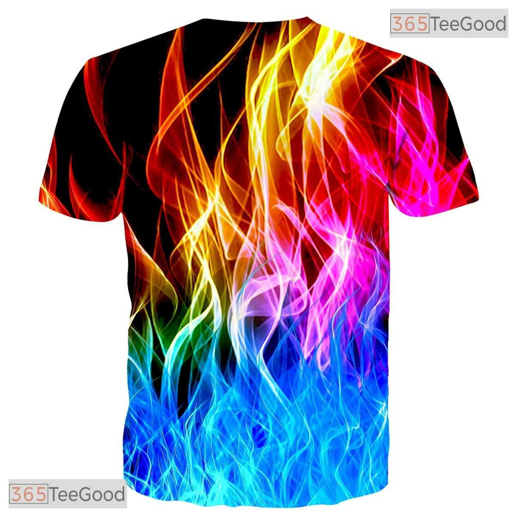 Blazing Colorful Flame Graphic 3D Printed Casual Unisex T-Shirt For Men Women