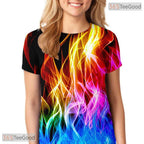 Blazing Colorful Flame Graphic 3D Printed Casual Unisex T-Shirt For Men Women