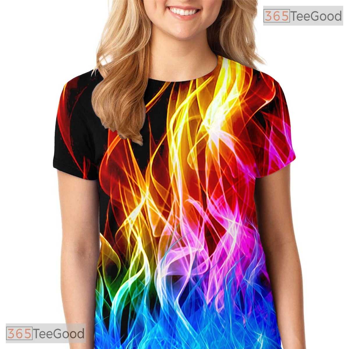Blazing Colorful Flame Graphic 3D Printed Casual Unisex T-Shirt For Men Women