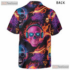 Colorful Gothic Skull Skeleton Print Festival Hawaiian Tee Unisex Beach Top