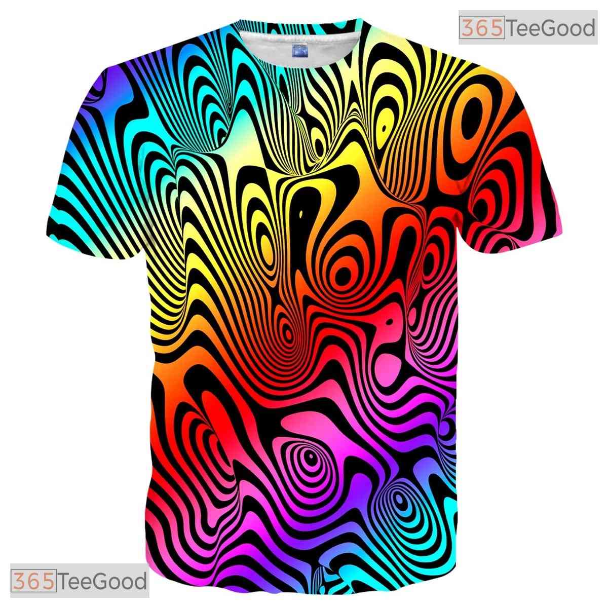 Trippy Colorful Optical Illusion 3D Printed Casual Unisex T-Shirt For Men Women