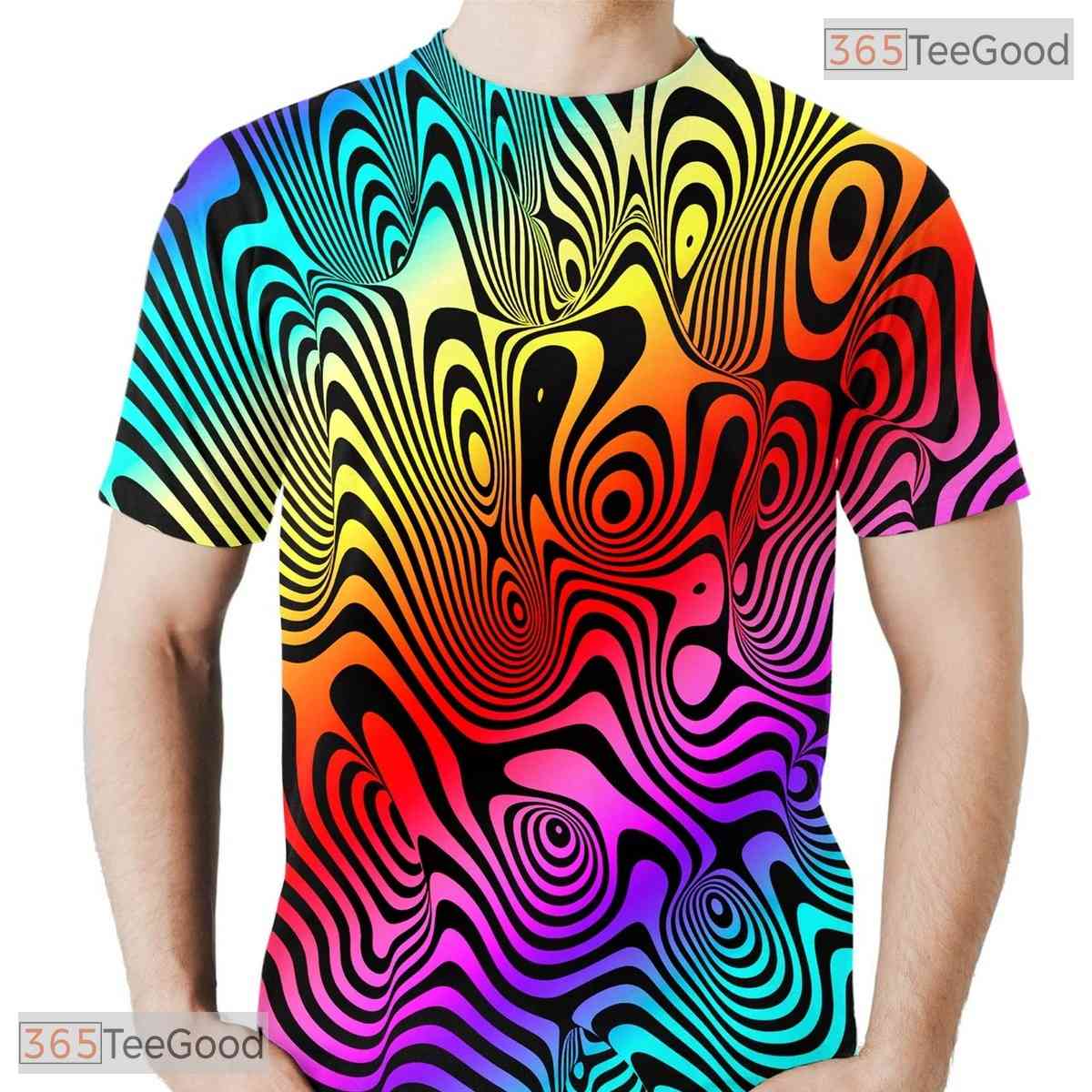 Trippy Colorful Optical Illusion 3D Printed Casual Unisex T-Shirt For Men Women