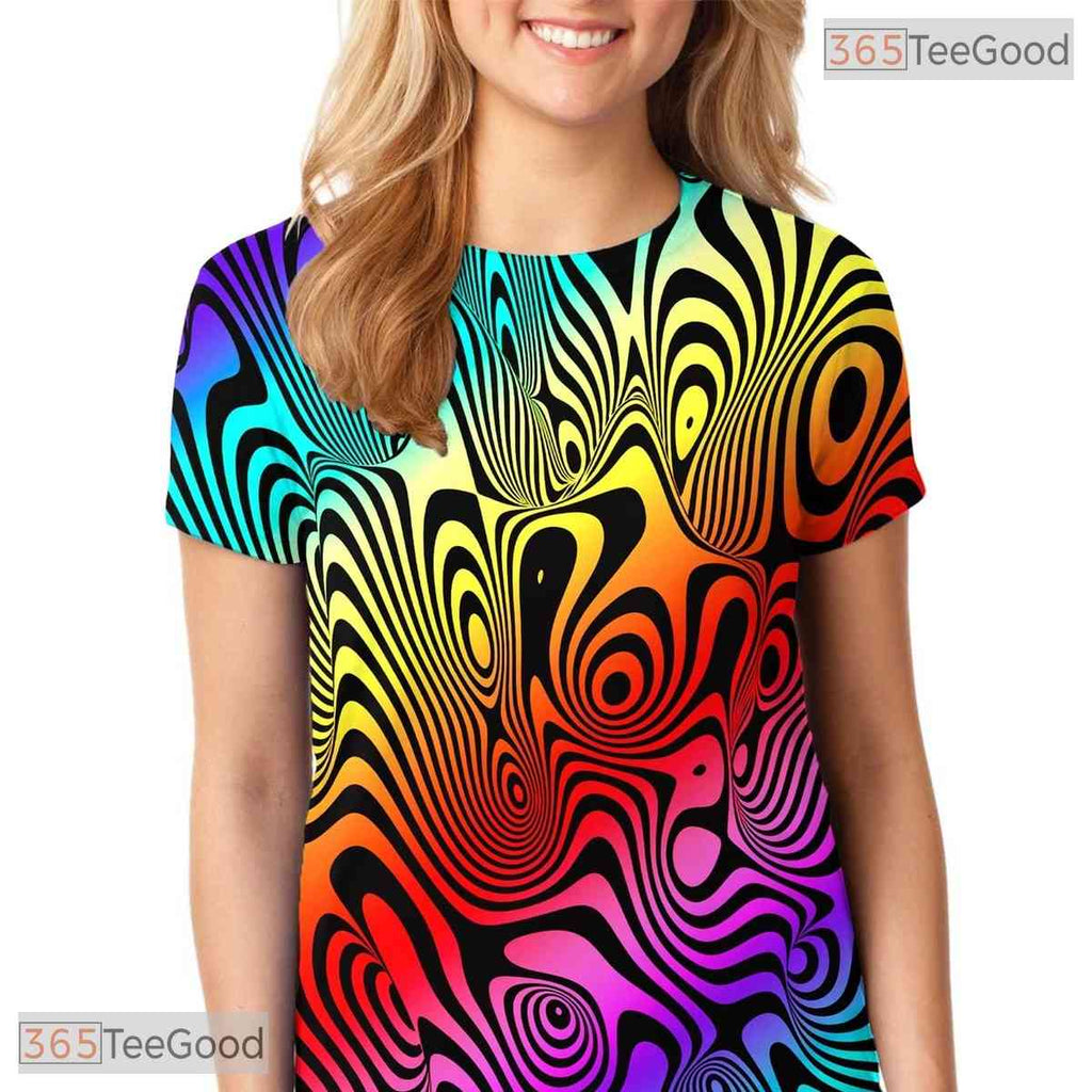 Trippy Colorful Optical Illusion 3D Printed Casual Unisex T-Shirt For Men Women