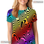 Trippy Colorful Optical Illusion 3D Printed Casual Unisex T-Shirt For Men Women