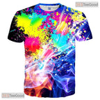 Abstract Colorful Ink Splatter 3D Printed Casual Unisex Short Sleeve Tee Shirt