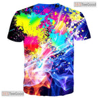 Abstract Colorful Ink Splatter 3D Printed Casual Unisex Short Sleeve Tee Shirt