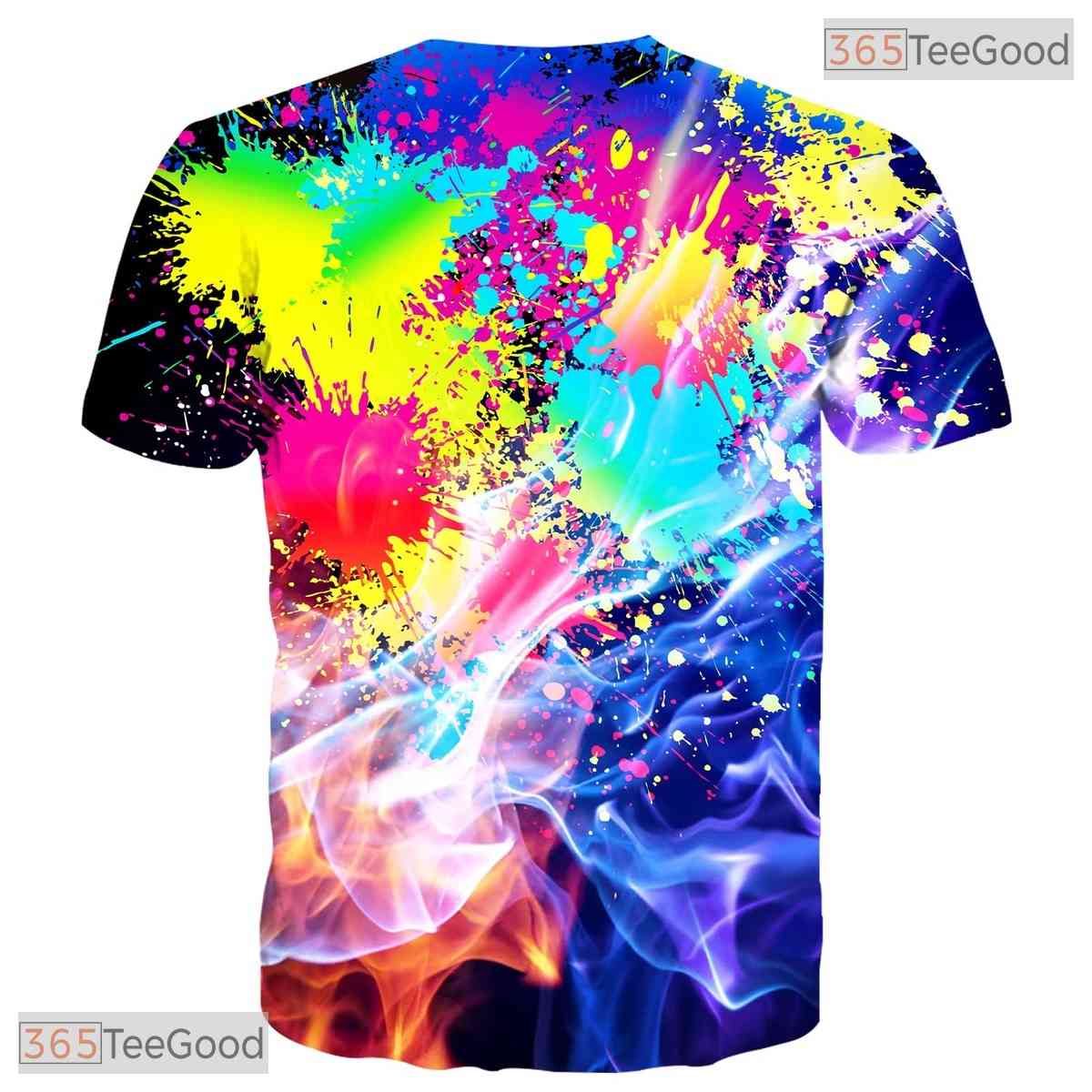 Abstract Colorful Ink Splatter 3D Printed Casual Unisex Short Sleeve Tee Shirt