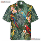 Colorful Jungle Parrot Bird Tropical Aloha Hawaiian Tee Men Women Summer Outfit