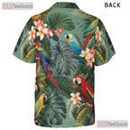 Colorful Jungle Parrot Bird Tropical Aloha Hawaiian Tee Men Women Summer Outfit