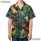 Colorful Jungle Parrot Bird Tropical Aloha Hawaiian Tee Men Women Summer Outfit