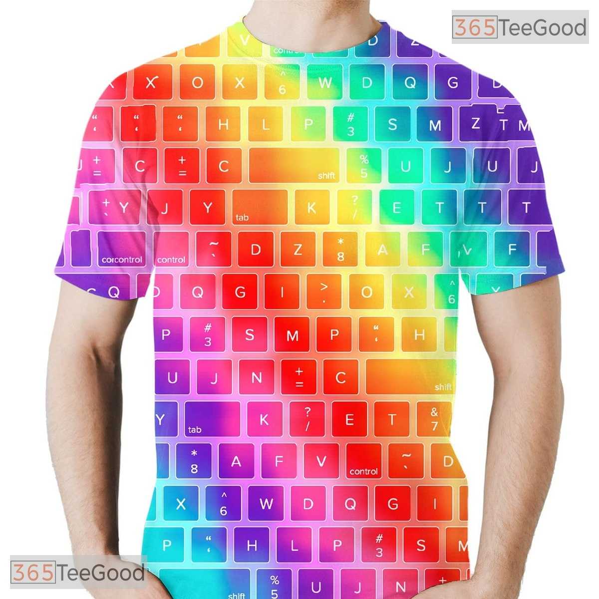 Creative Colorful Keyboard Art 3D Printed Casual Unisex Short Sleeve Tee Shirt