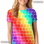 Creative Colorful Keyboard Art 3D Printed Casual Unisex Short Sleeve Tee Shirt