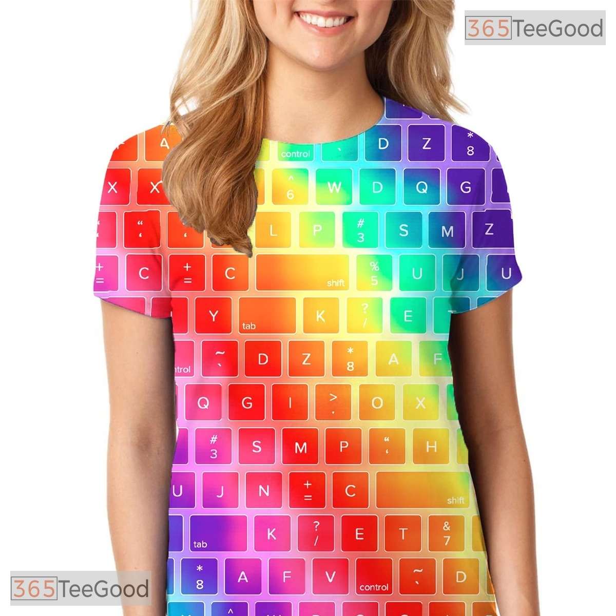 Creative Colorful Keyboard Art 3D Printed Casual Unisex Short Sleeve Tee Shirt