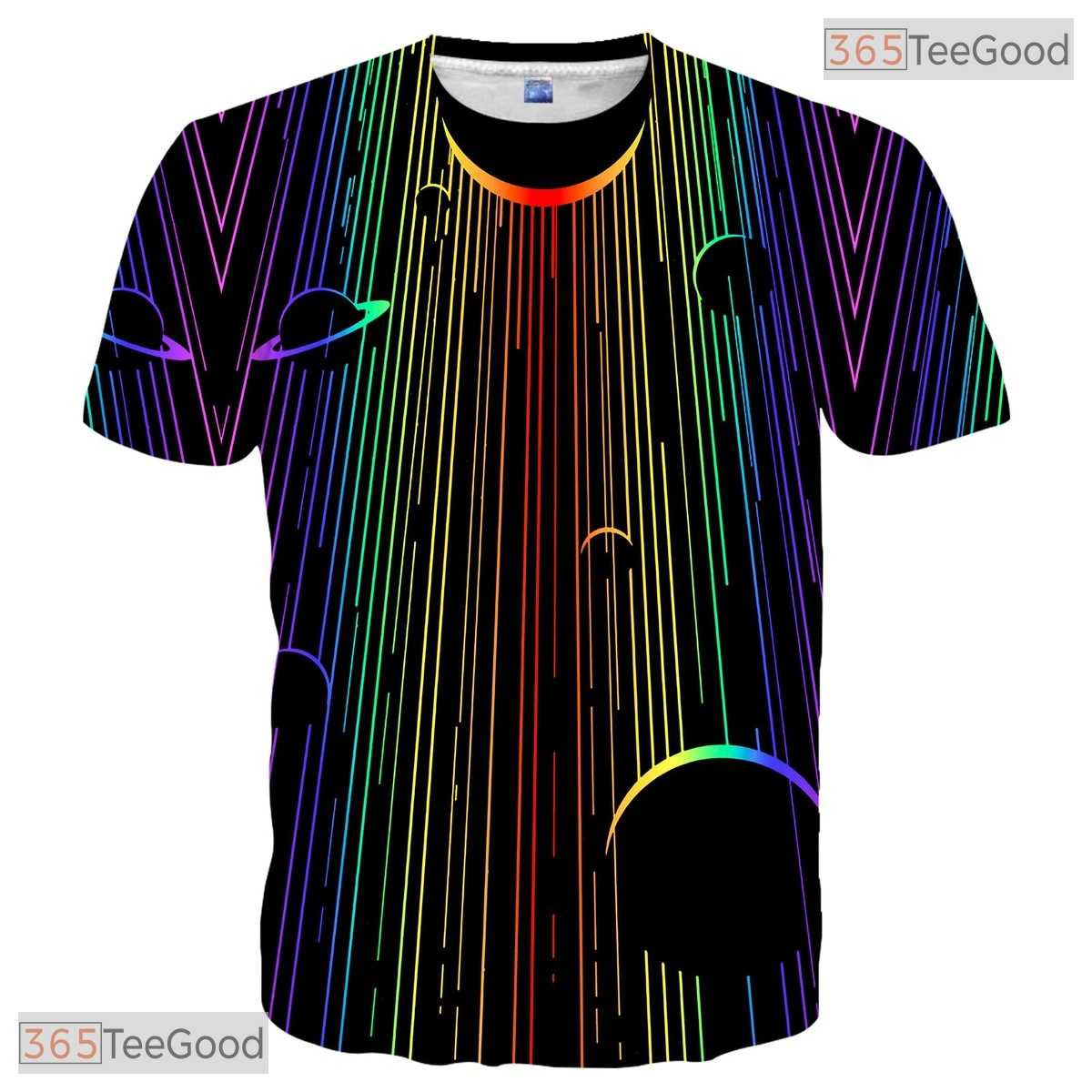 Brilliant Colorful Light Beams 3D Printed Casual Unisex T-Shirt For Men Women