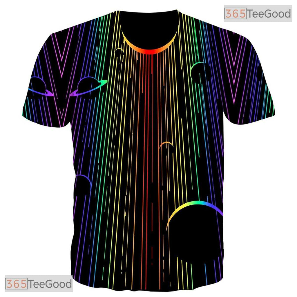 Brilliant Colorful Light Beams 3D Printed Casual Unisex T-Shirt For Men Women