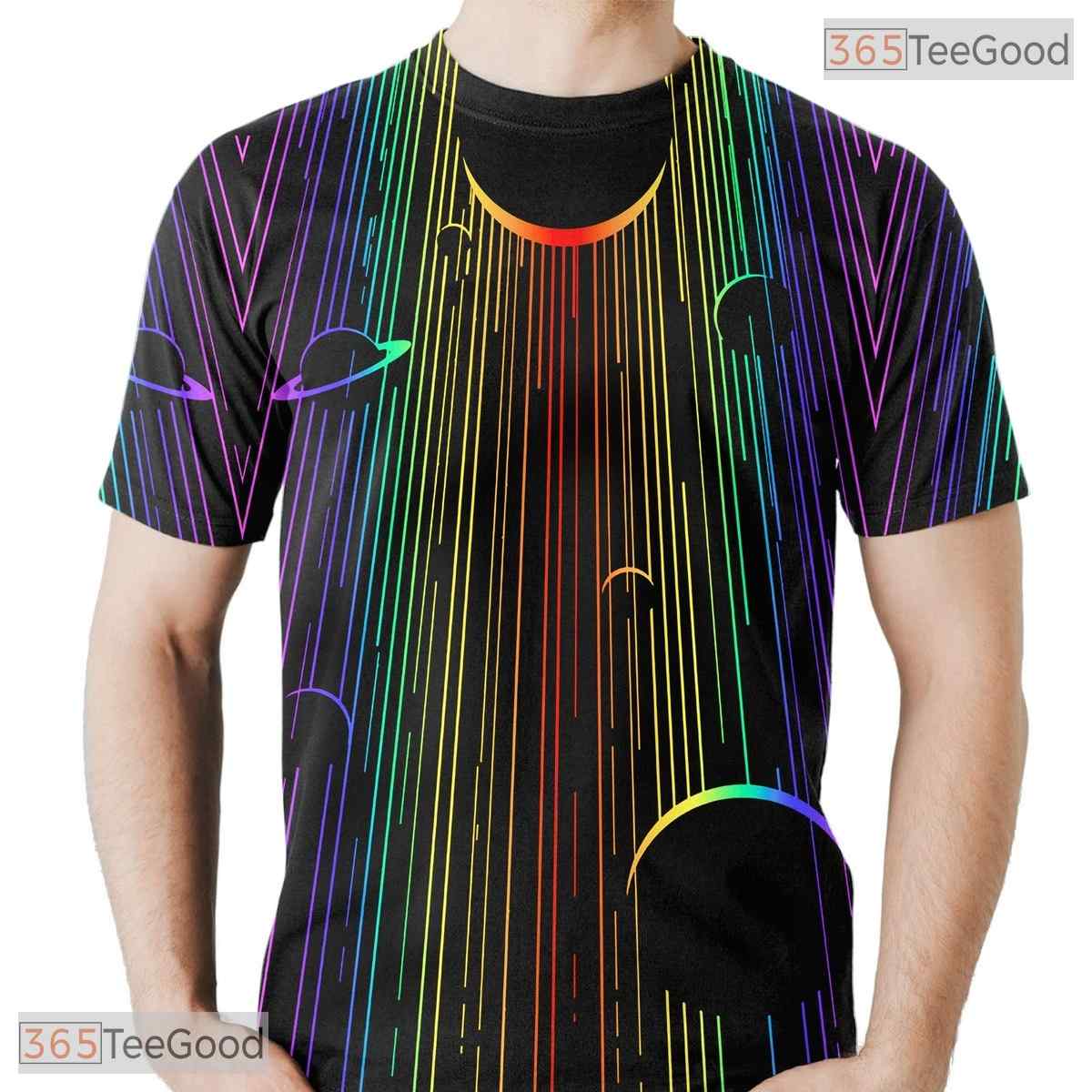 Brilliant Colorful Light Beams 3D Printed Casual Unisex T-Shirt For Men Women