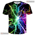Vibrant Colorful Lightning Graphic 3D Printed Casual Unisex Short Sleeve Tee