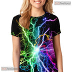 Vibrant Colorful Lightning Graphic 3D Printed Casual Unisex Short Sleeve Tee